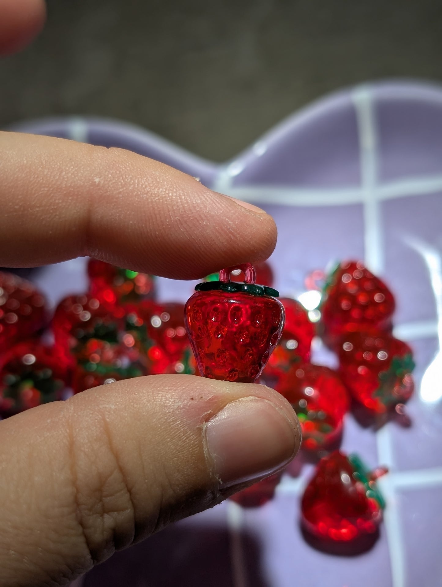 Red strawberry pendants (6 pack)