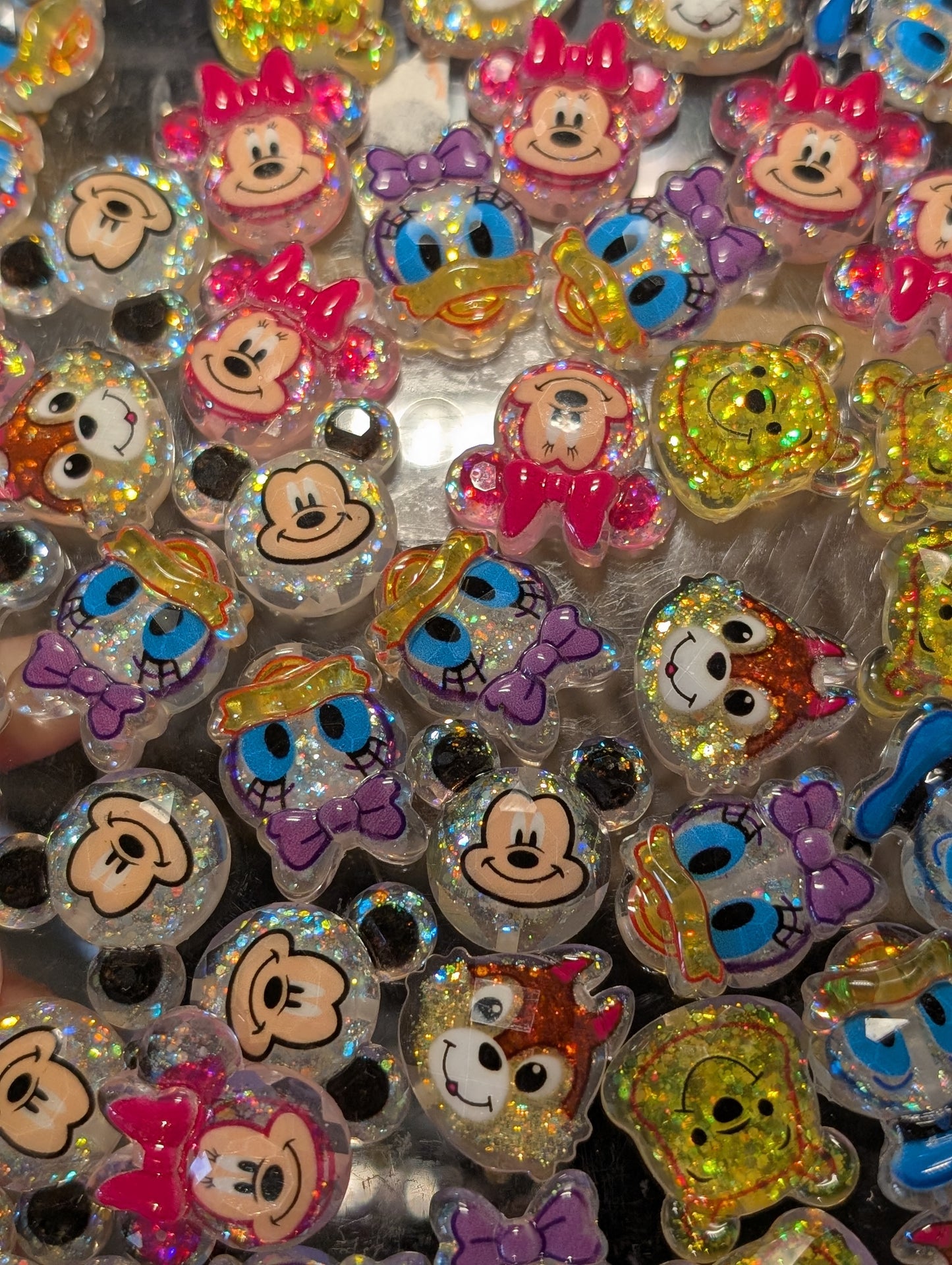 Glitter character beads