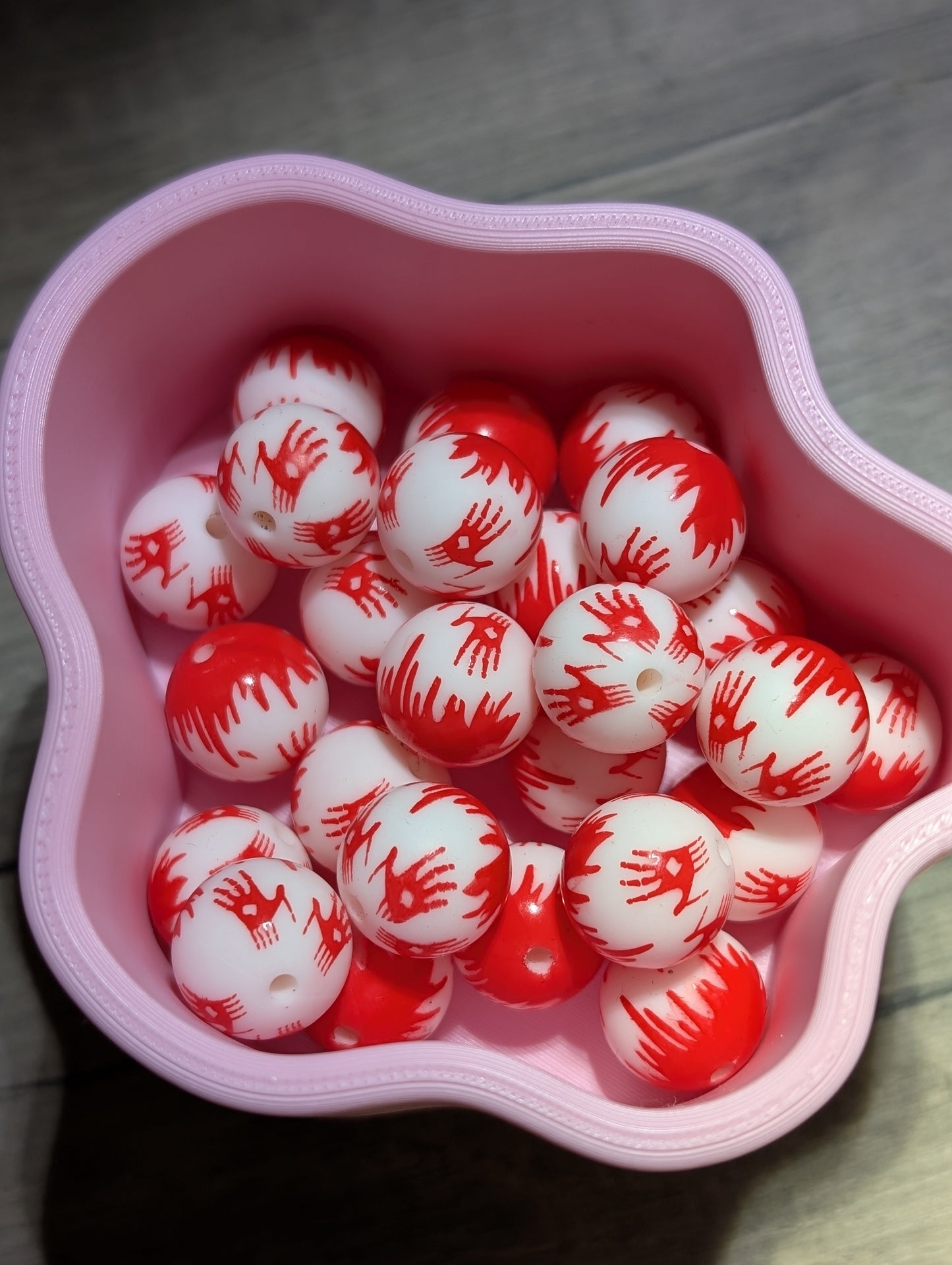 15mm printed silicone beads