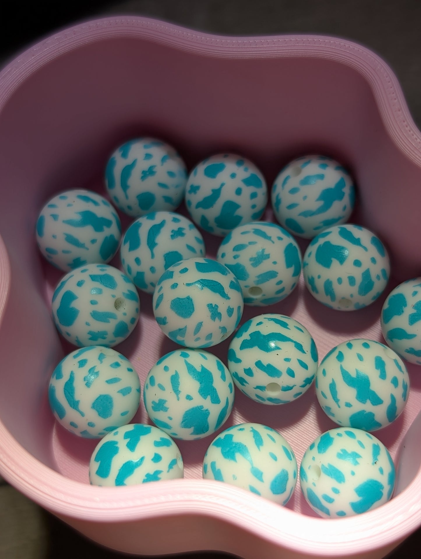 15mm printed silicone beads