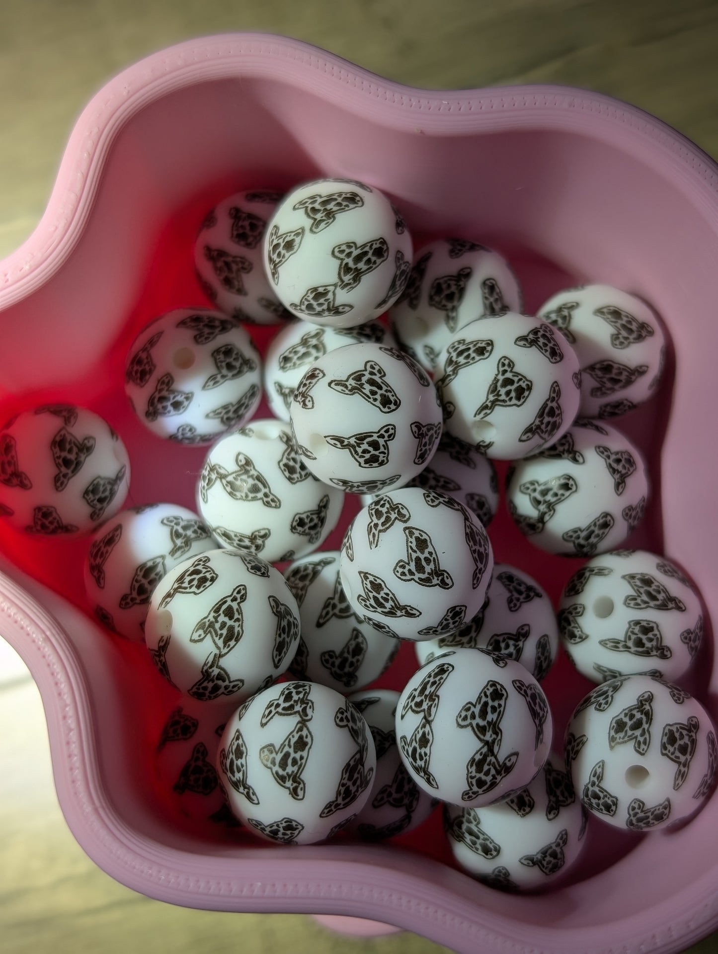 15mm printed silicone beads