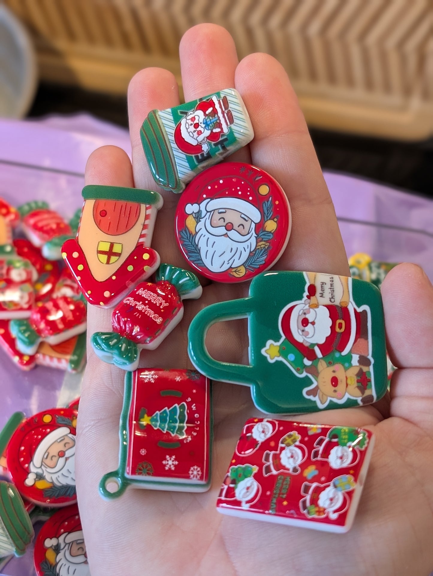 Christmas acrylic mix beads 7 pack