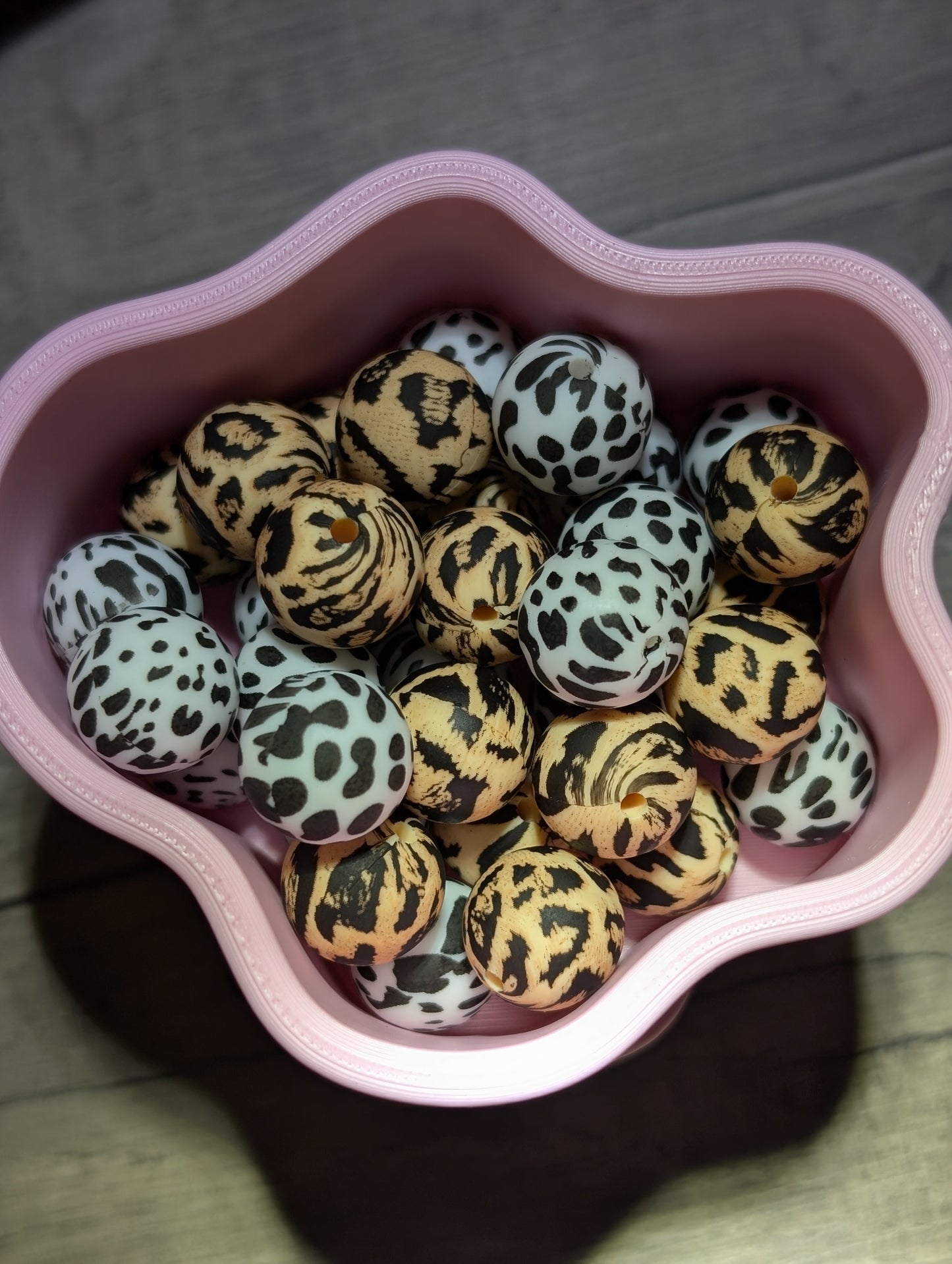 15mm printed silicone beads