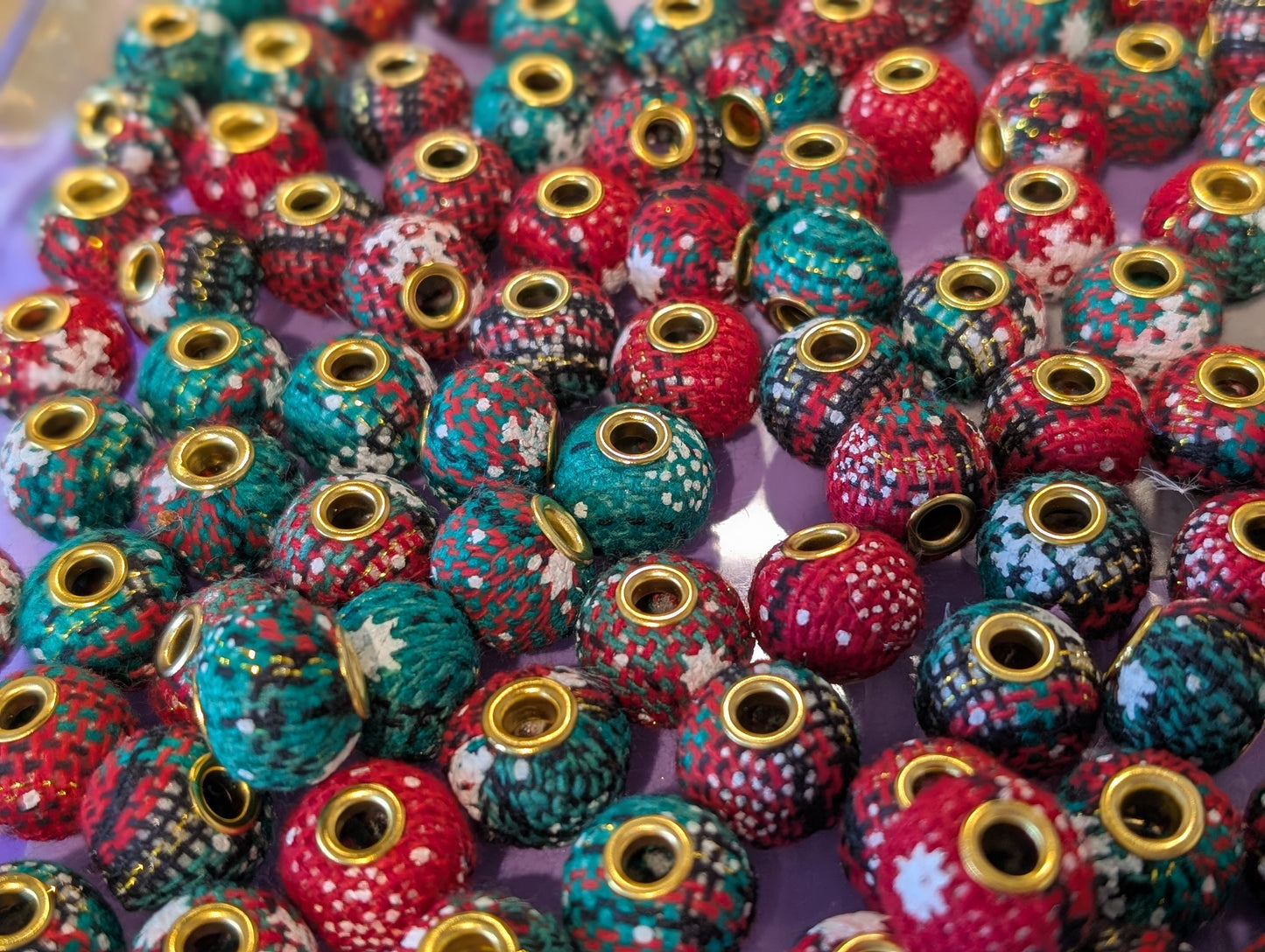 Fabric Christmas bead spacer (5 pack)