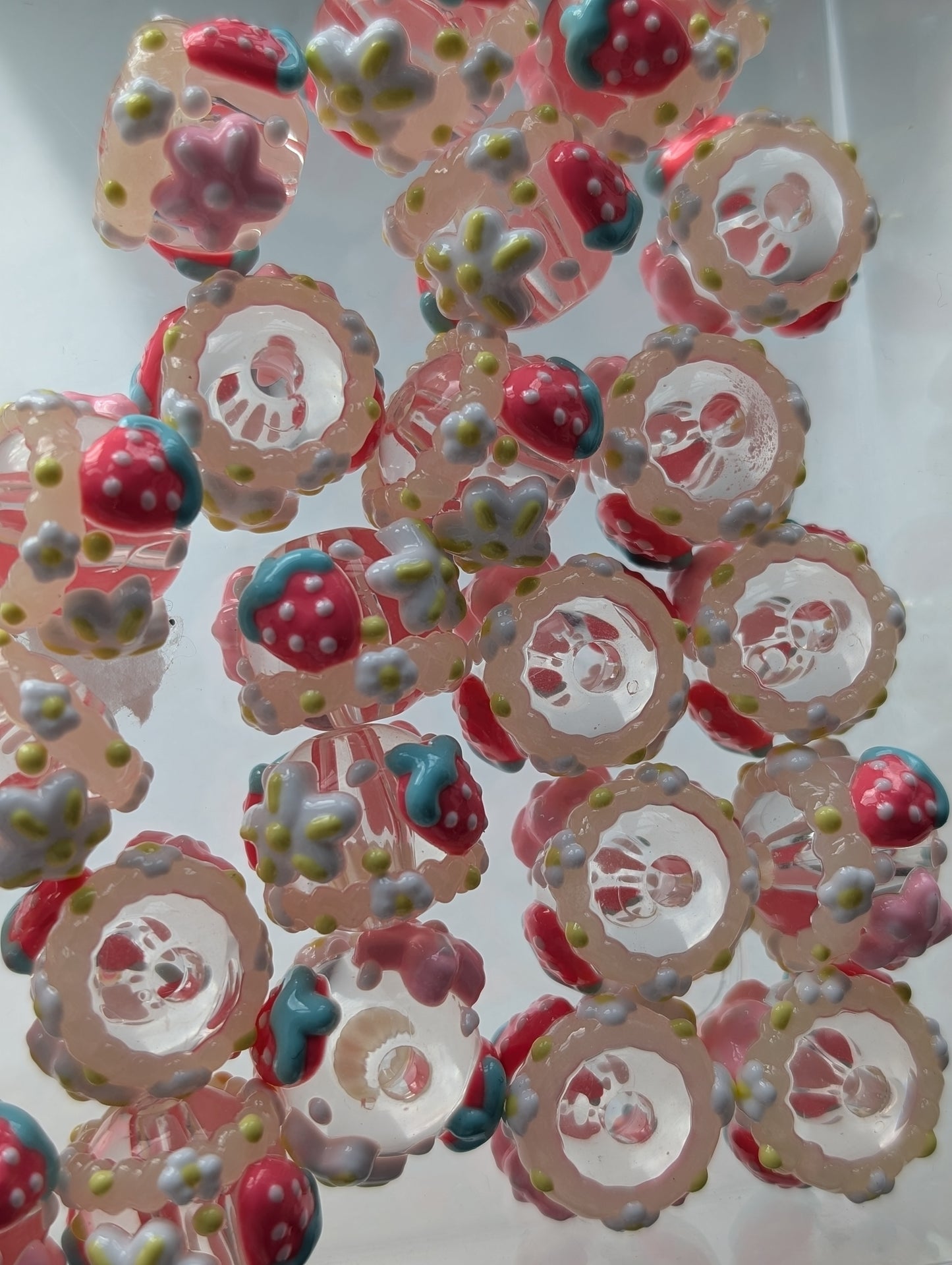 Strawberry hand painted beads