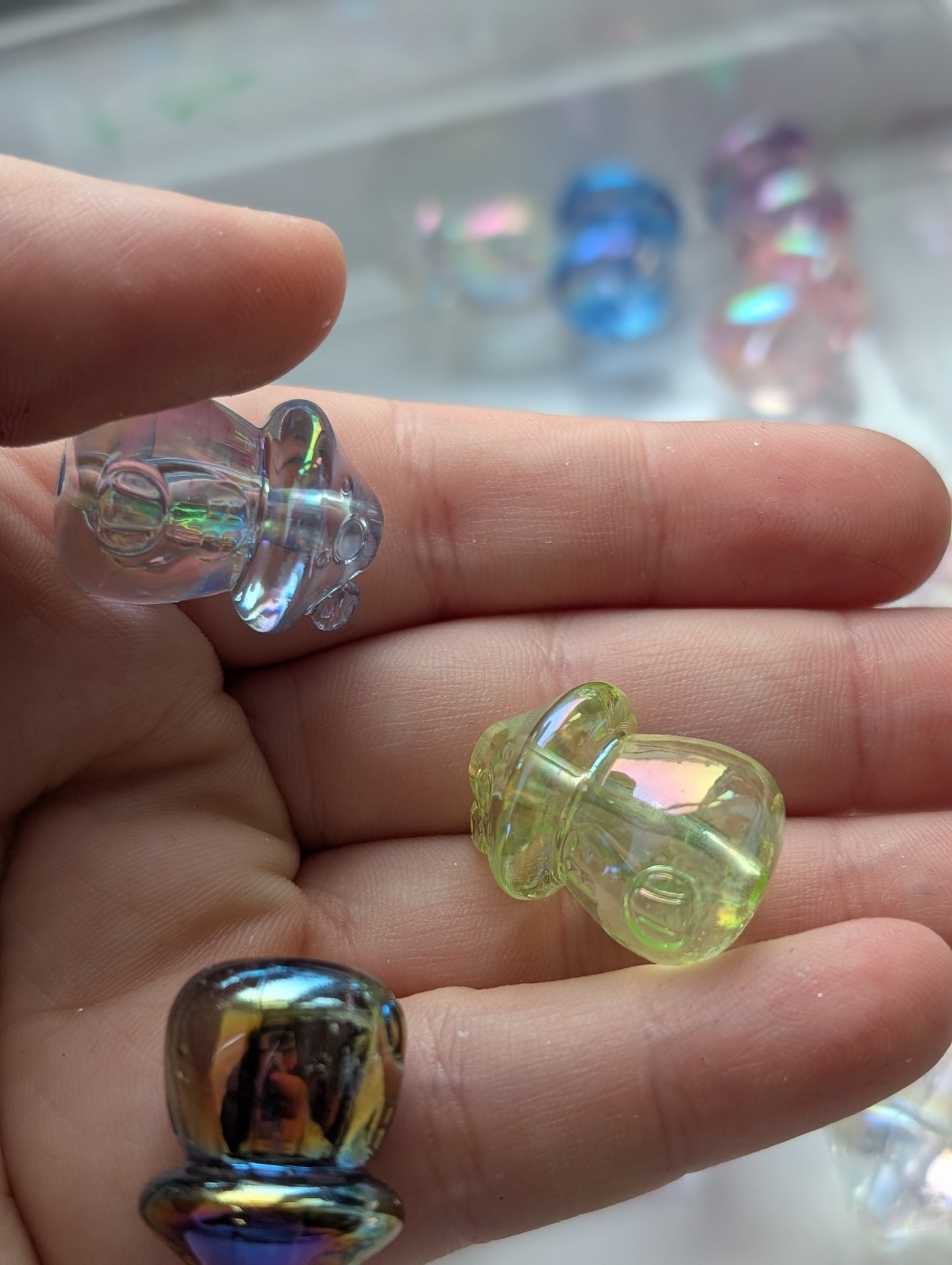 10x Mixed colour mushroom house beads