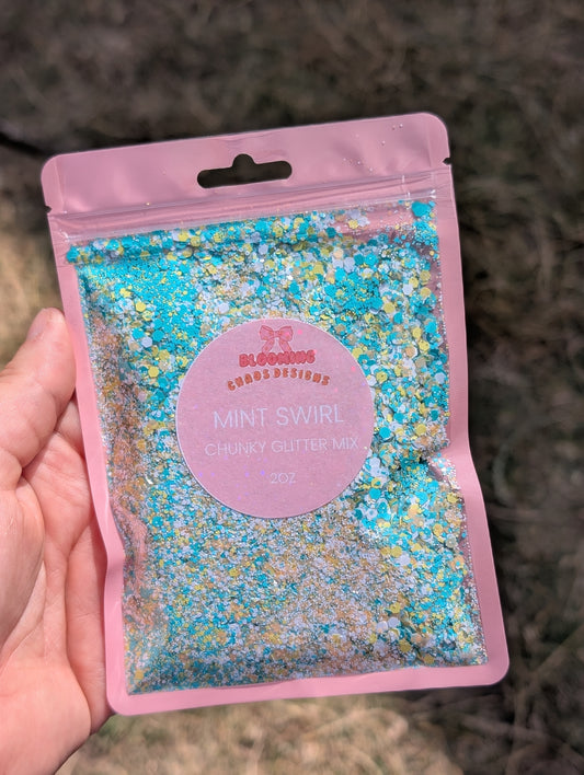 Mint swirl - Chunky Glitter mix