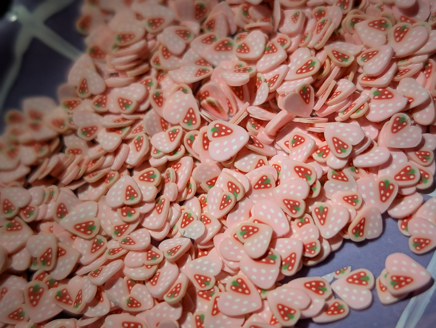 Strawberry heart- polymer clay slices