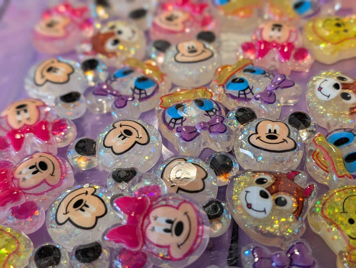 Glitter character beads