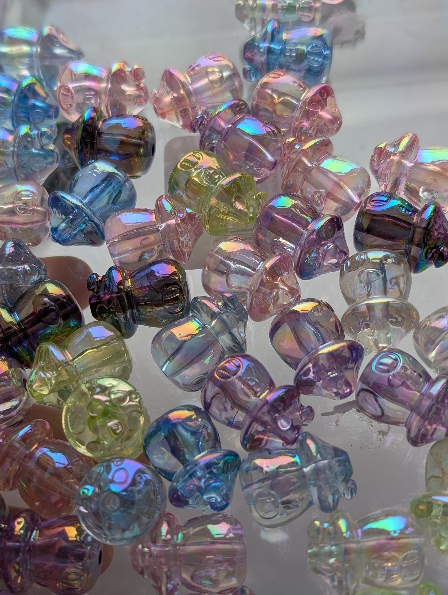 10x Mixed colour mushroom house beads