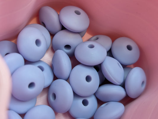 Lentil spacer solid colour silicone beads