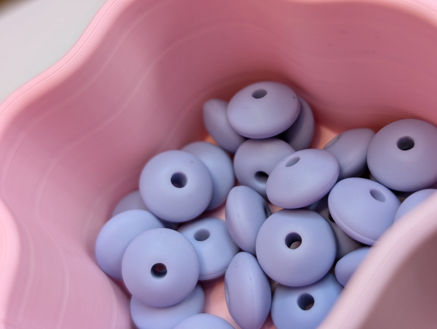 Lentil spacer solid colour silicone beads