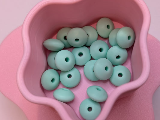 Lentil spacer solid colour silicone beads