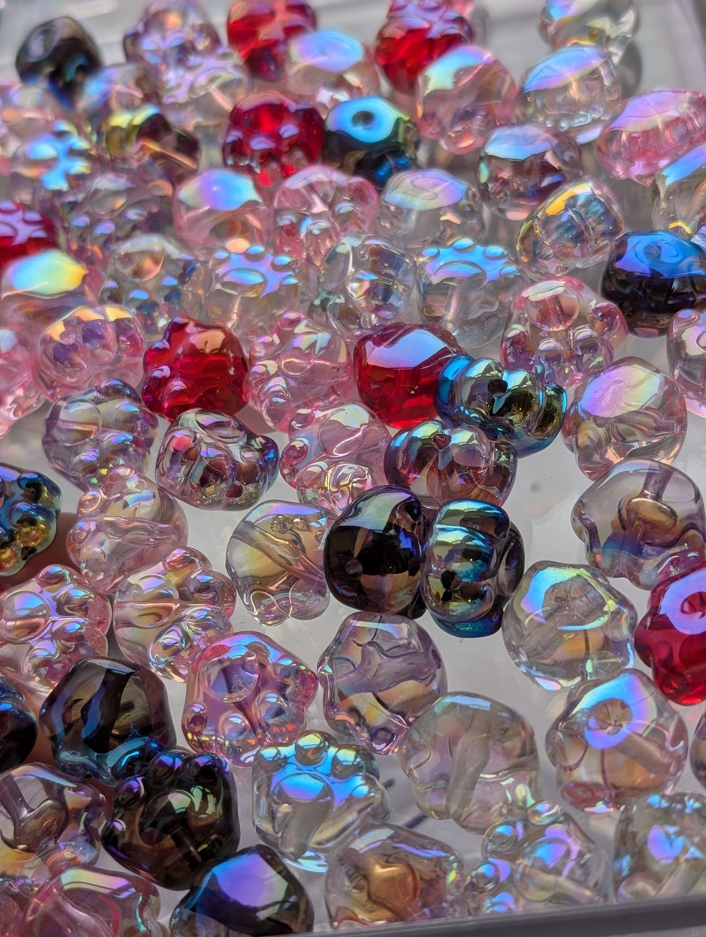 10x Mixed colour paw beads
