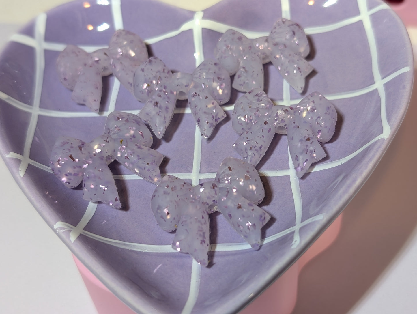 Glitter bow purple 2D focal #003