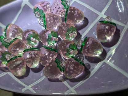 Pink strawberry pendants (6 pack)