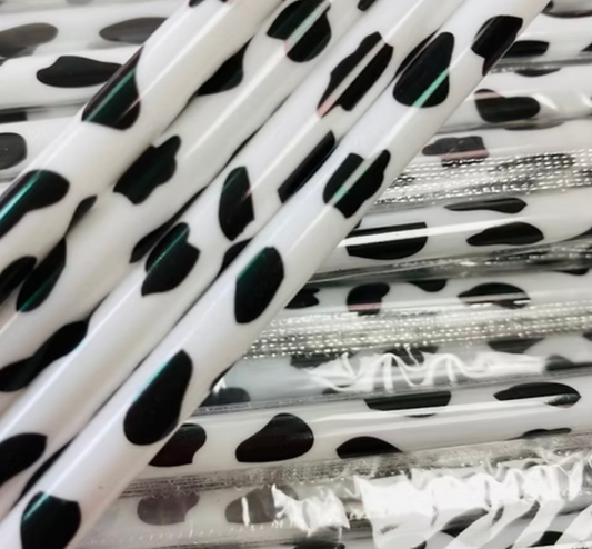 Cow print straw