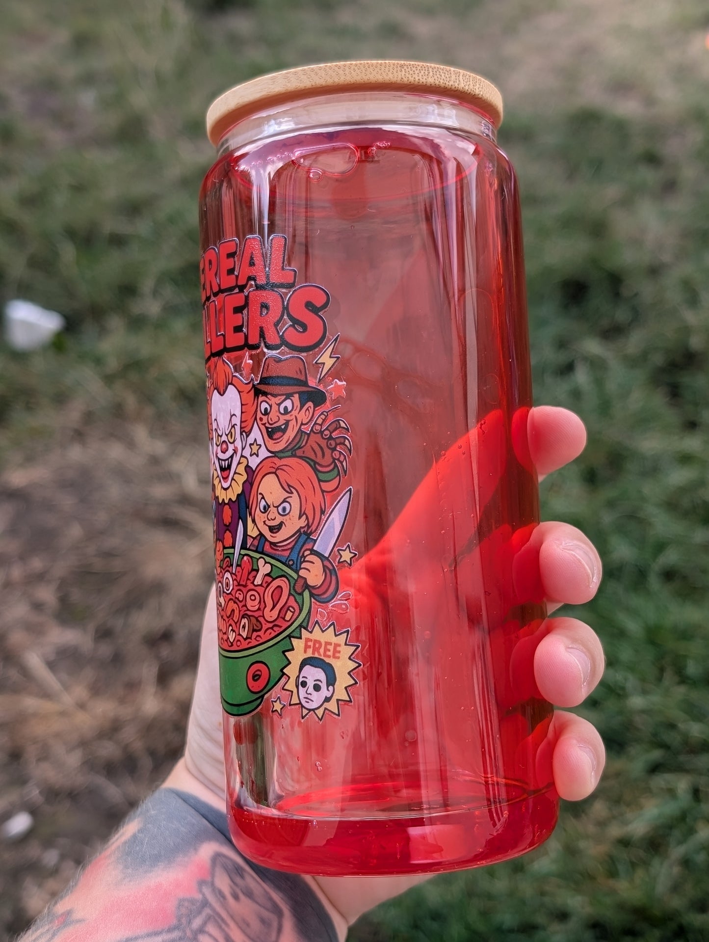 Cereal killer blood drip snowglobe style cup