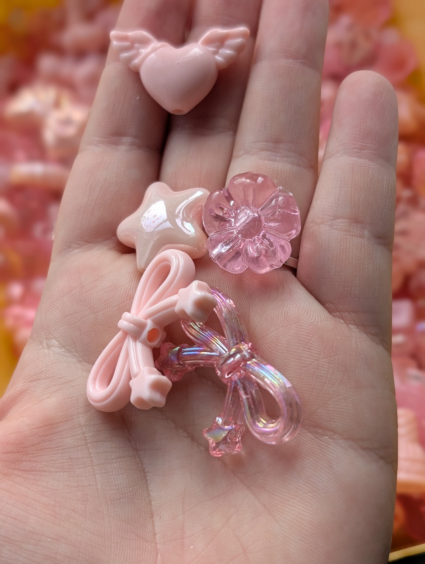 Pink acrylic beads mix