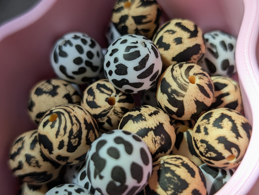 15mm printed silicone beads