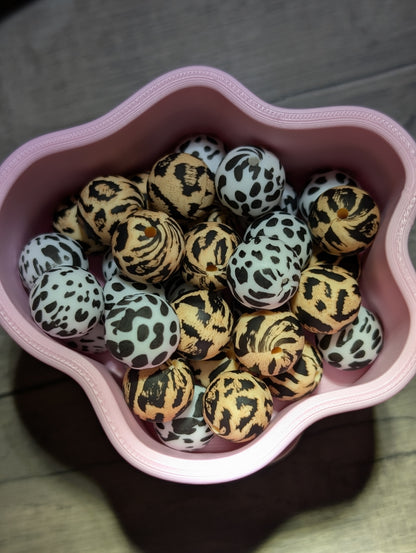 15mm printed silicone beads