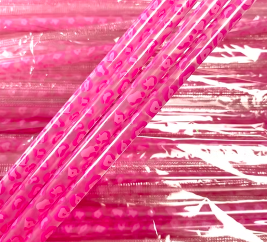 Pink leopard print straw