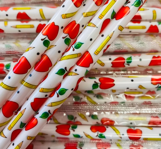 Teacher apple straw