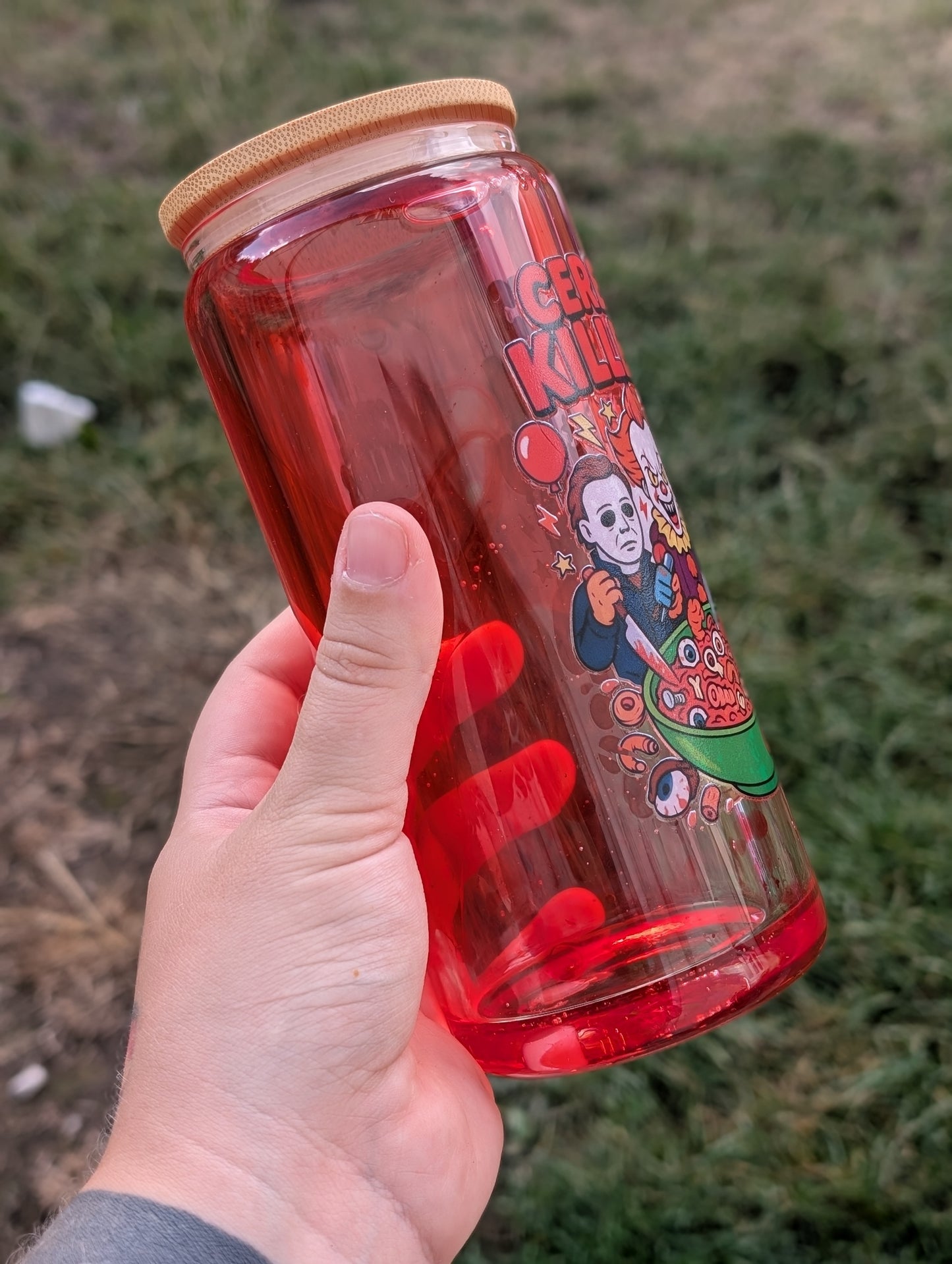 Cereal killer blood drip snowglobe style cup