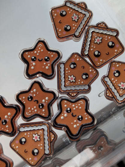 Star/gingerbread house acrylic beads