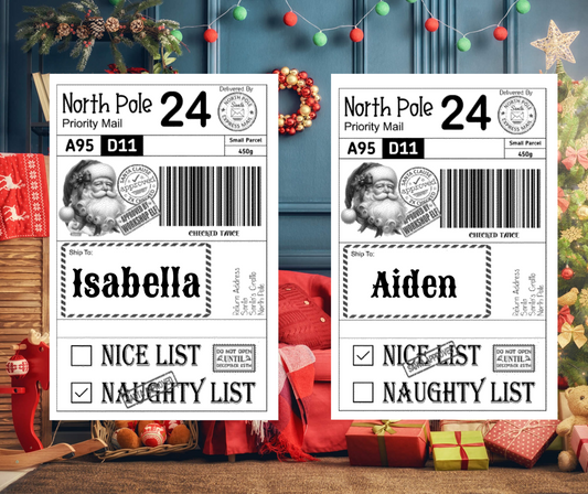 Naughty or nice present labels