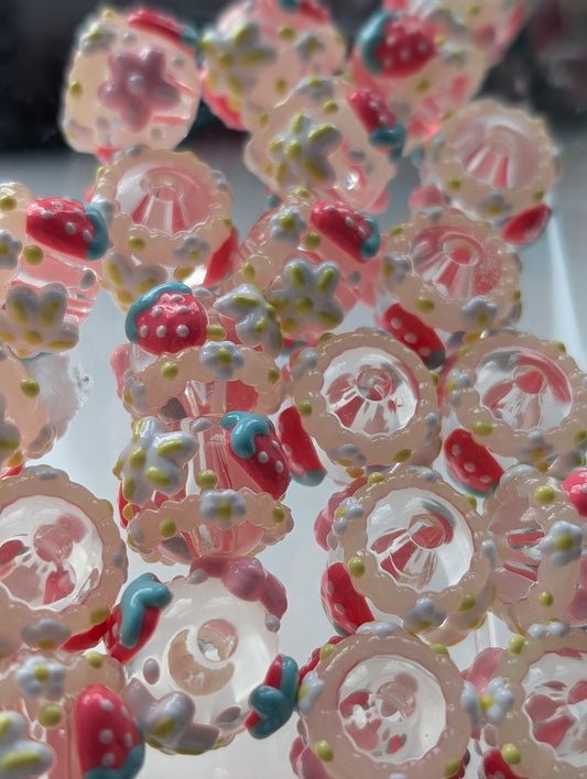 Strawberry hand painted beads