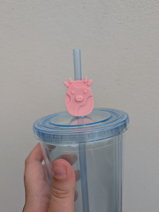 Straw topper - squish mellow cow