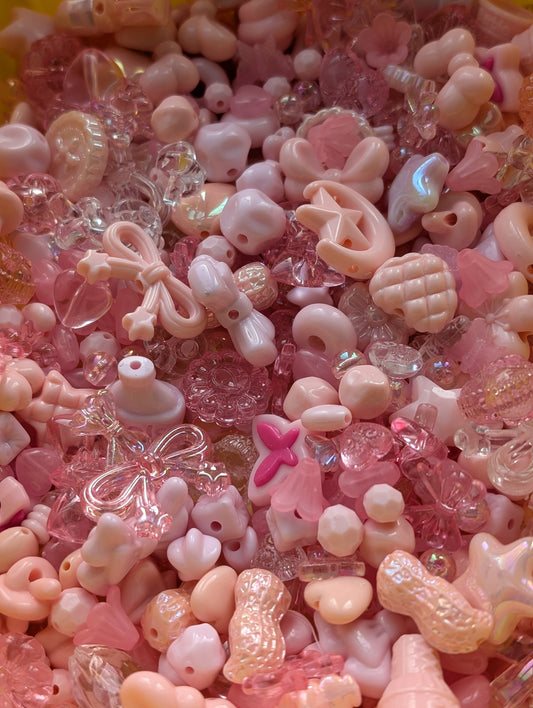 Pink acrylic beads mix