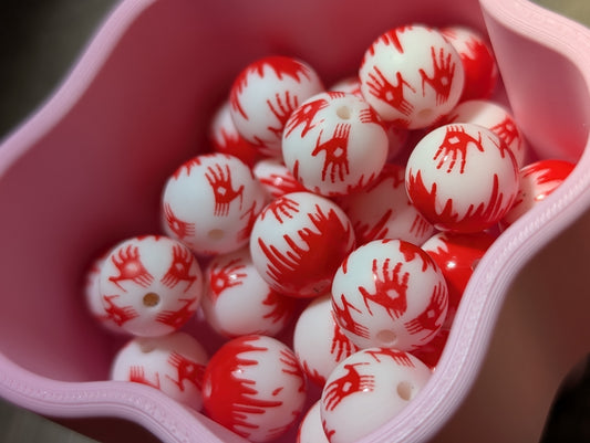 15mm printed silicone beads