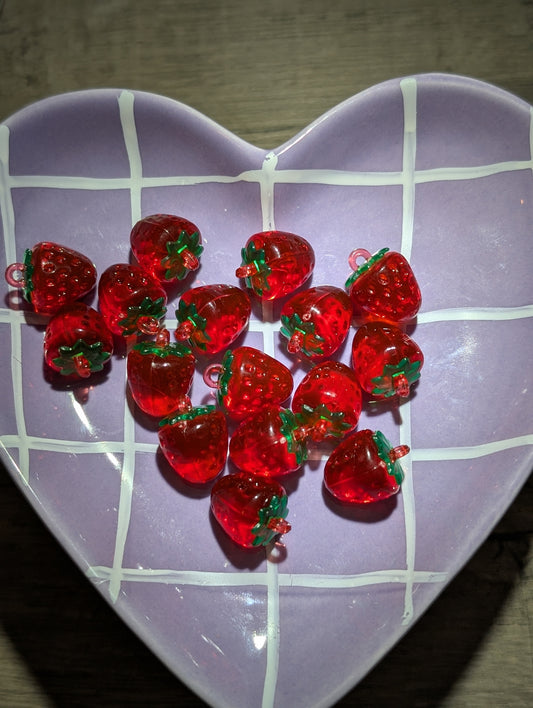 Red strawberry pendants (6 pack)